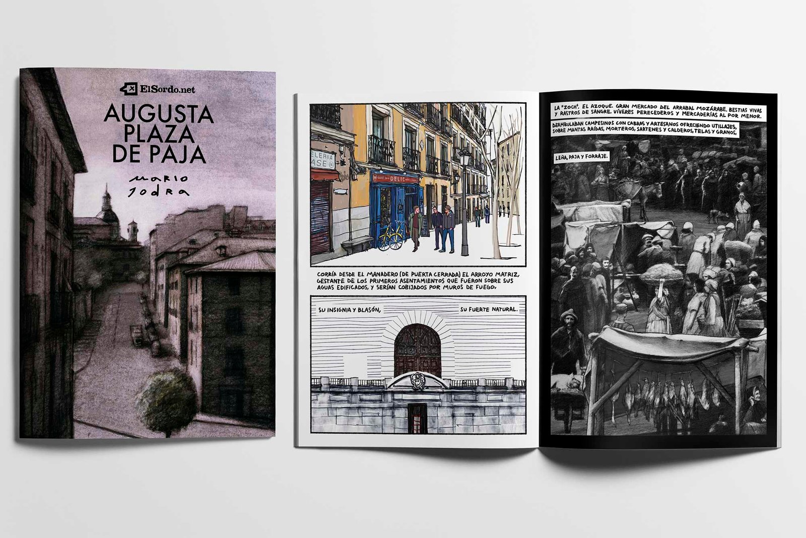 Mario Jodra Artist's Book Cover design "Augusta Plaza de Paja" pages illustration